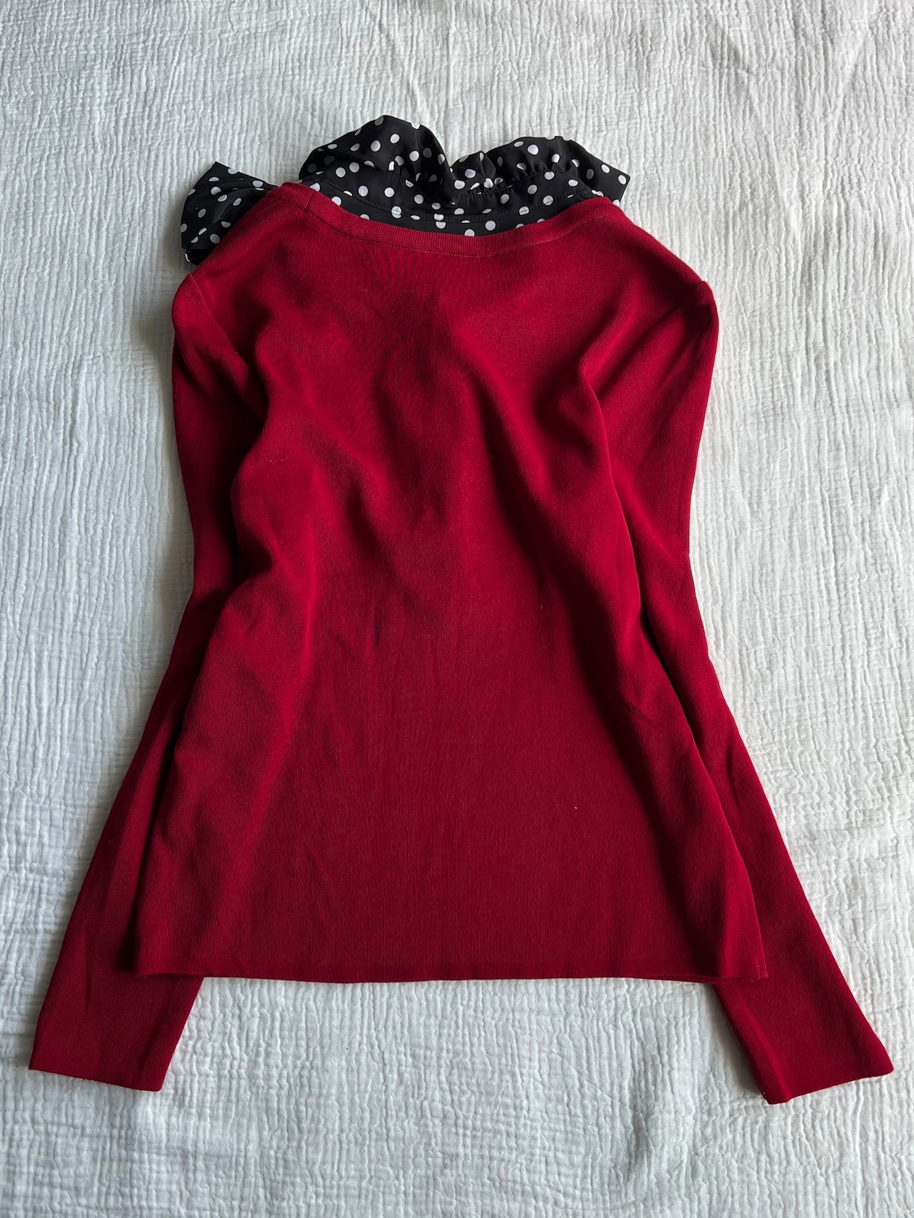 "Leilian"Dot Shirts Deformation Knit