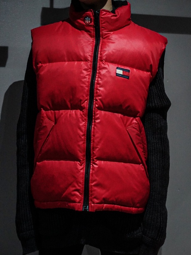 【add (C) vintage】"Tommy Hilfiger" Red × Black Vintage Reversible Down Vest