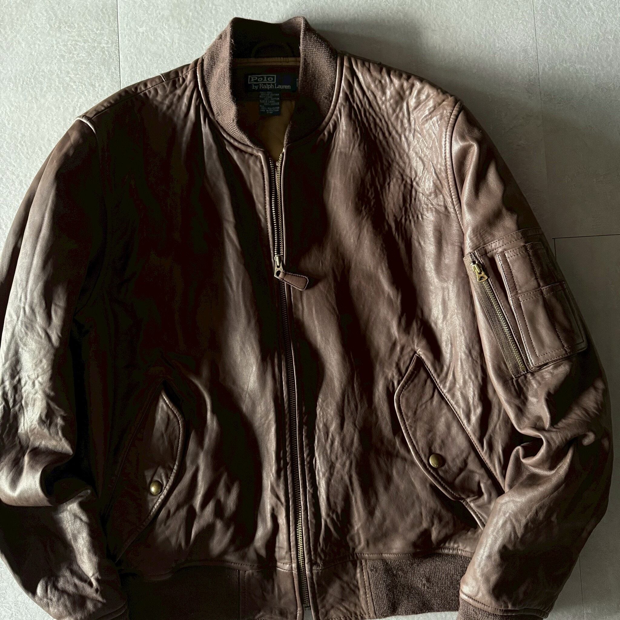 Polo Ralph Lauren MA-1 type leather bomber jacket | Pheasant
