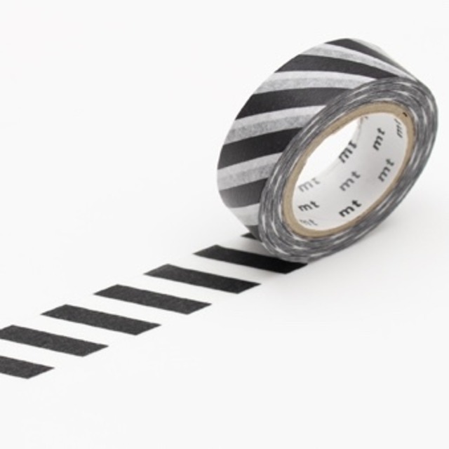 \在庫限り/mt DECO マスキングテープ「ストライプ・ブラック」