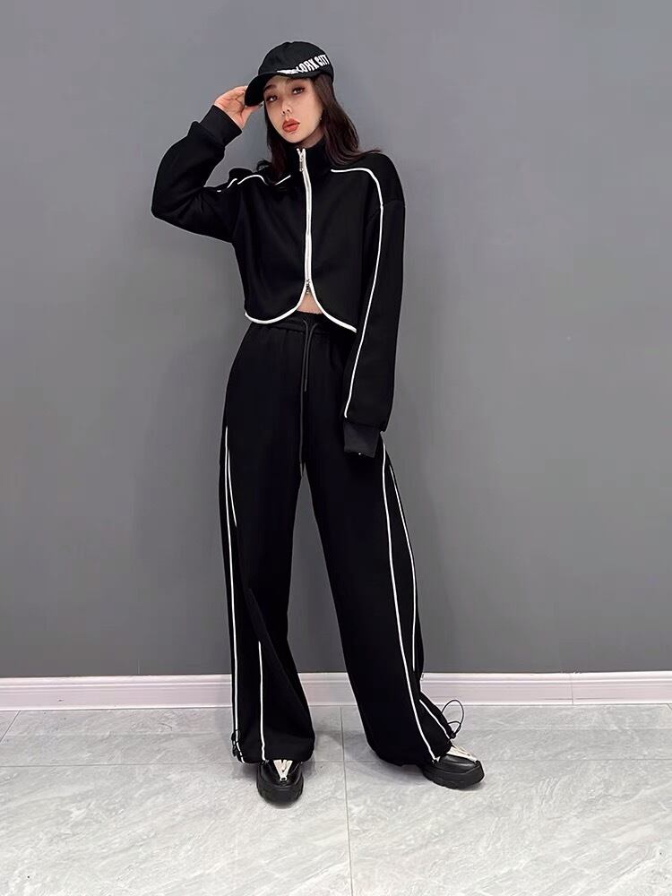 セットアップ グレー 黒 ストリート カジュアル セットアップ