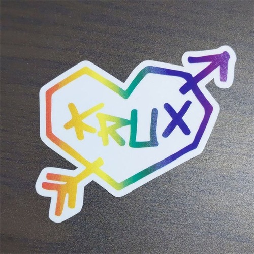 Krux Skateboardステッカー！  【ST-15】Krux Skateboard Sticker クラックス スケートボード ステッカー Rainbow Heart