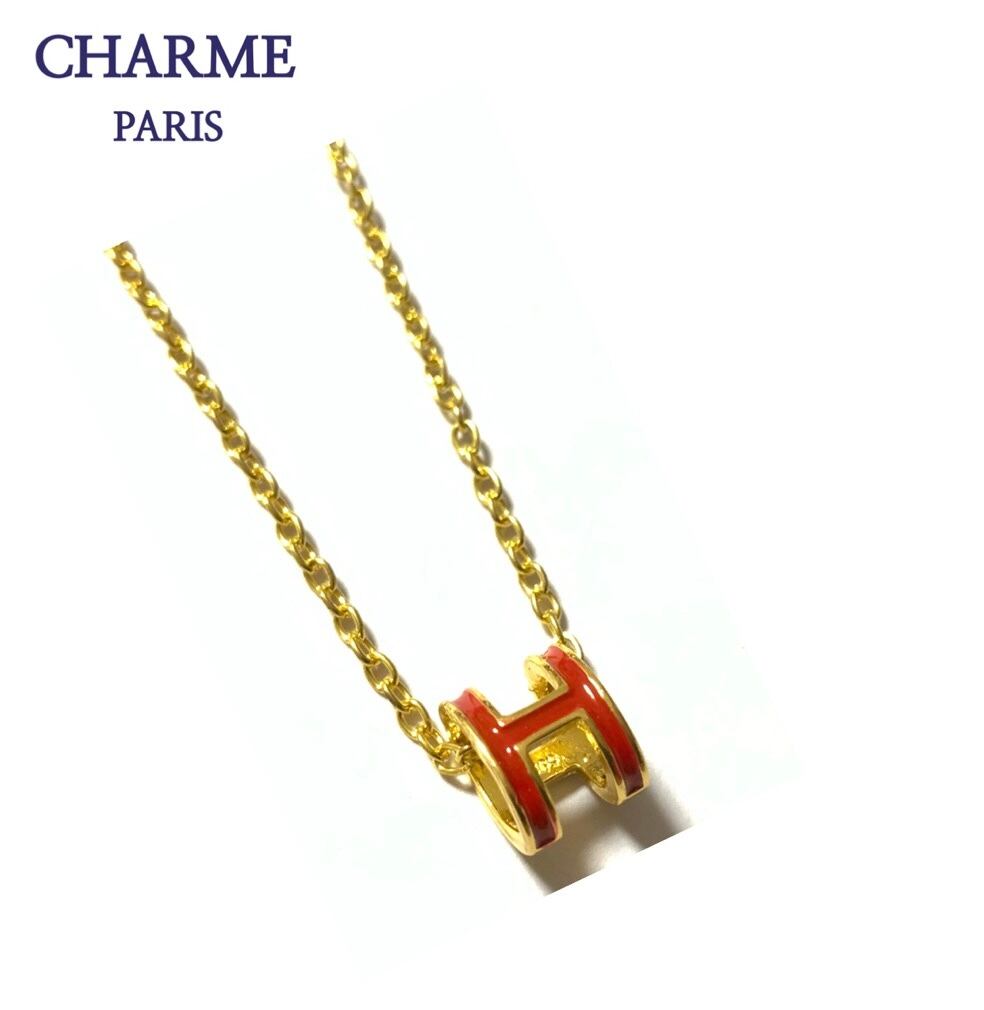 18k plating H necklace(red)