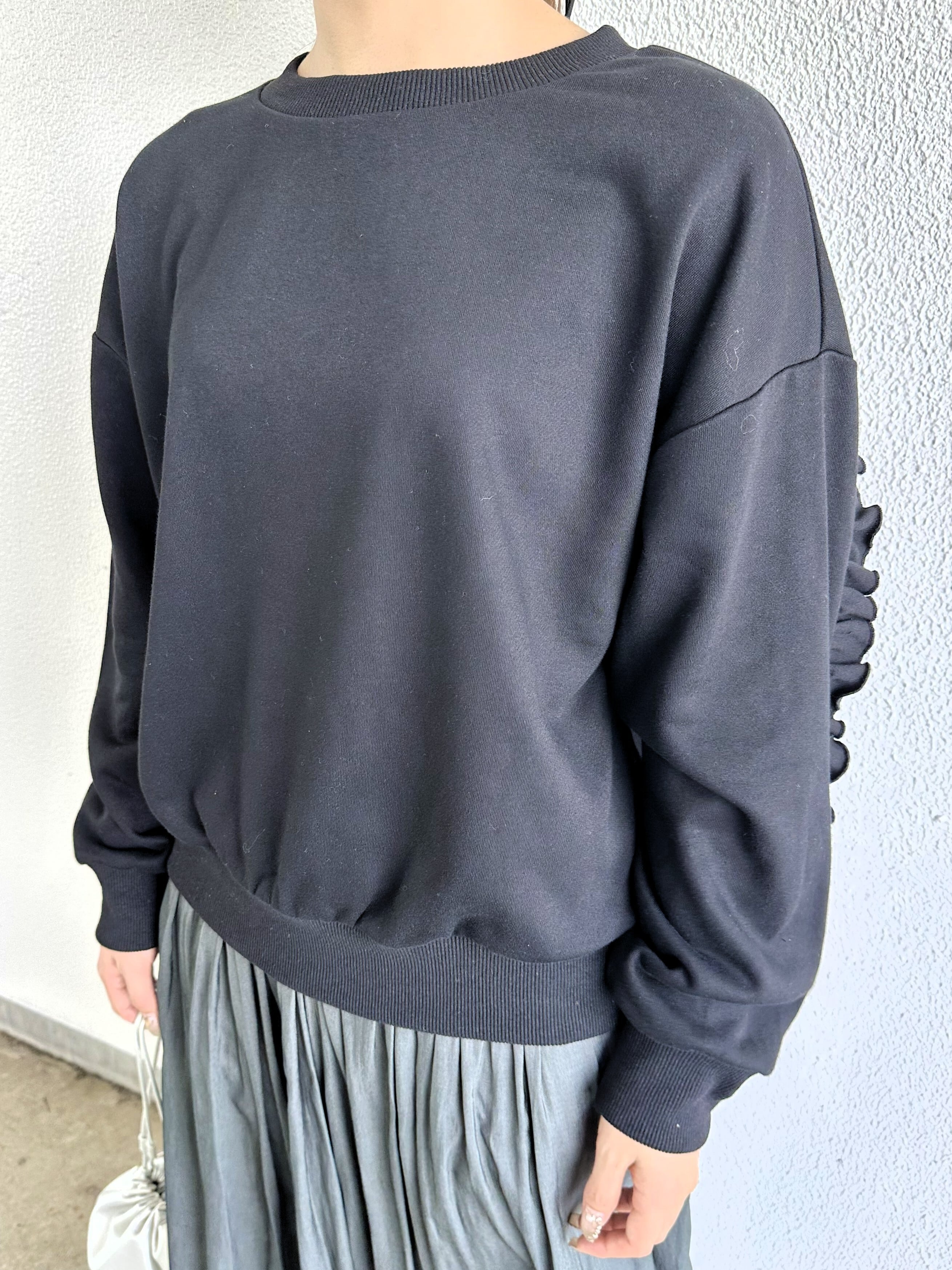 青、パープル系　ボーダー裏毛 9286KT】裏毛バックフリルプルオーバー (9107-56019) | 9286 Fashion Lab