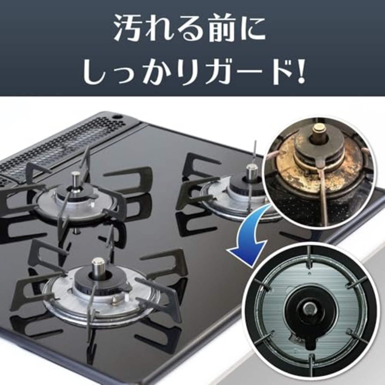 東洋アルミ バーナーリングカバー 直径約14cm 5枚入 グレー リング形状 取付簡単 コゲつき防止 コンロカバー S3129