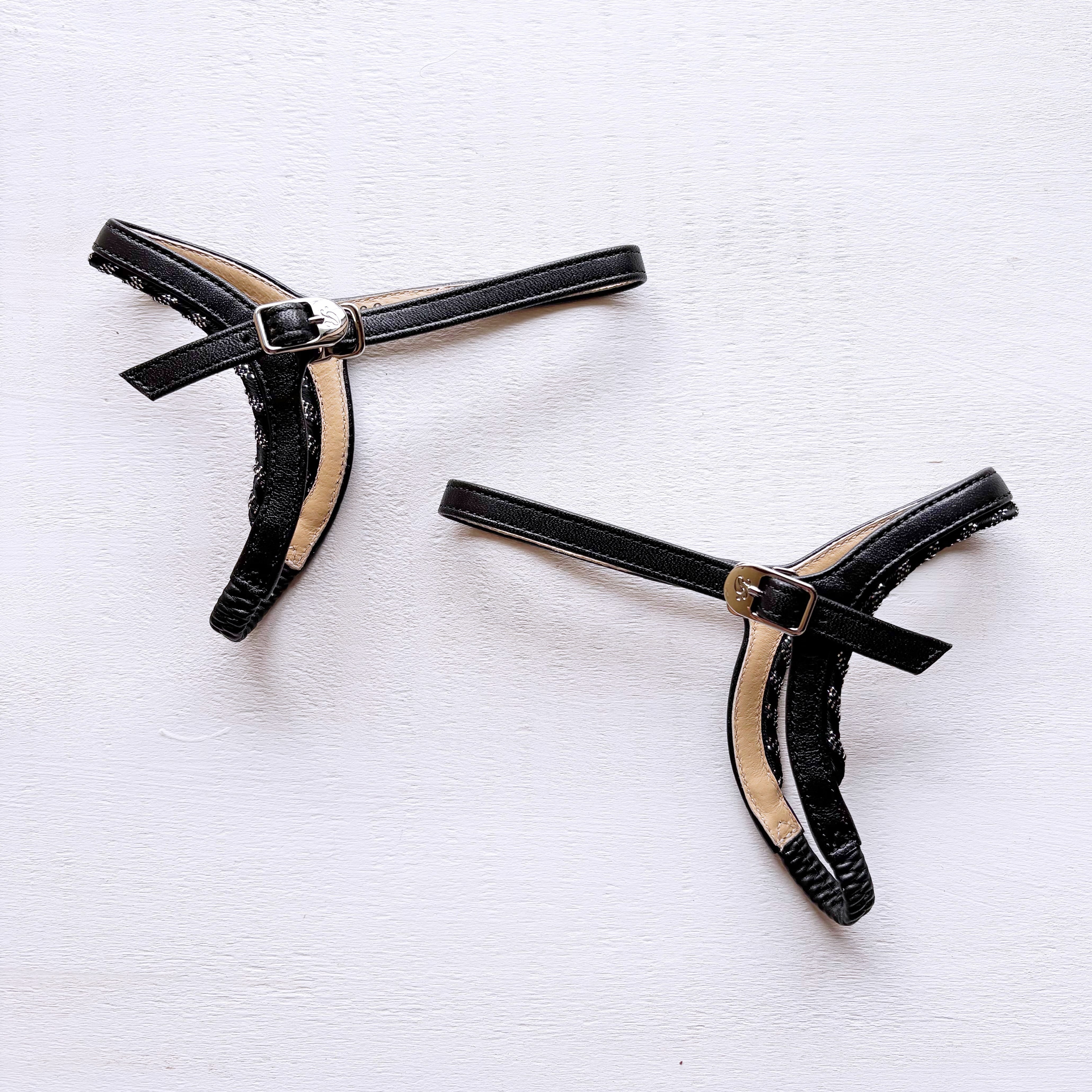 Type R001 ブラックナチュラルレザー<シルバー縞々リボン付き> (S.M.L)シューループ