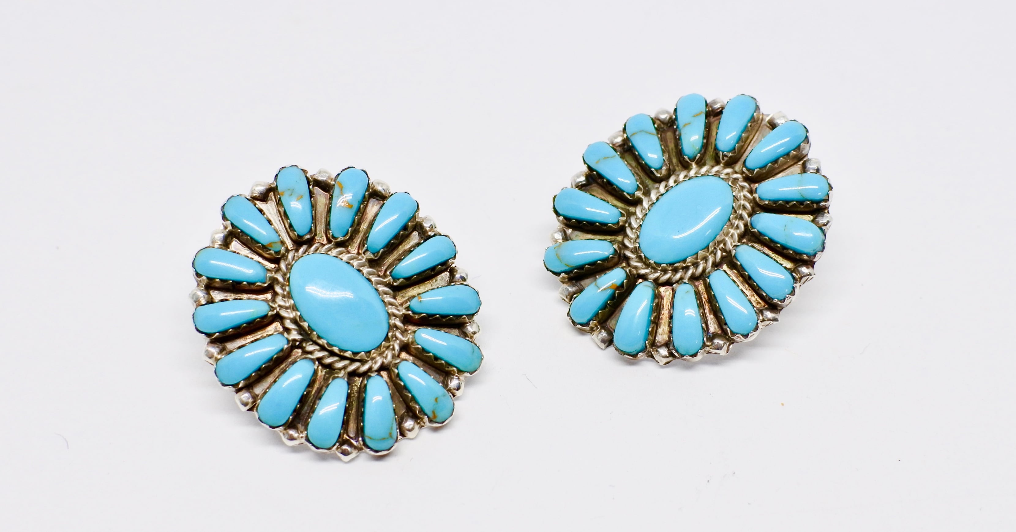 新品 一点限り クラスターピアス インディアンジュエリー ターコイズ