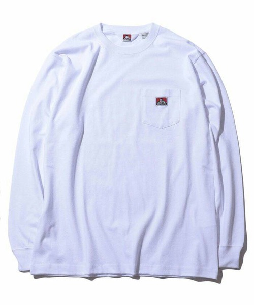 BEN DAVIS (ベンデイビス) ピスネーム ポケットロンT 長袖Tシャツ ホワイト C-0780036
