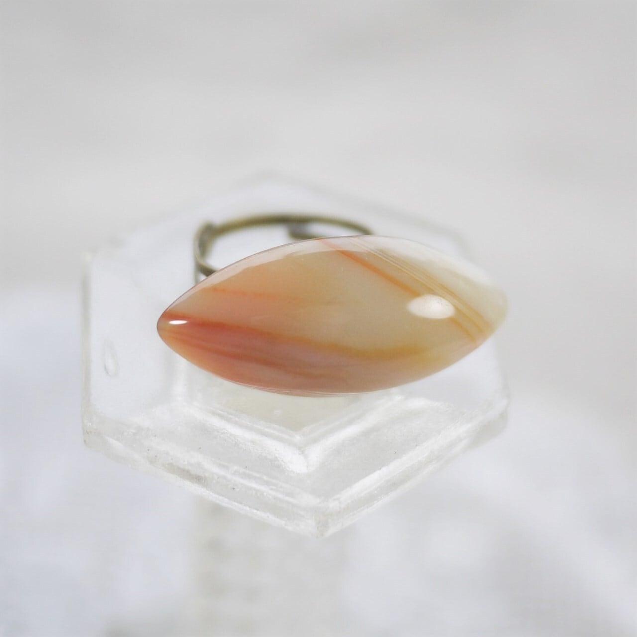 縞瑪瑙レトロ指輪 ヴィンテージ日本