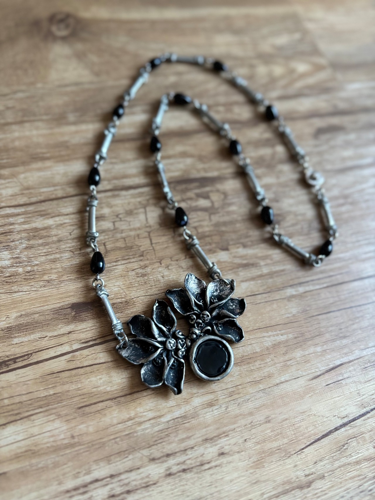 gothic floral statement necklace-5312-7