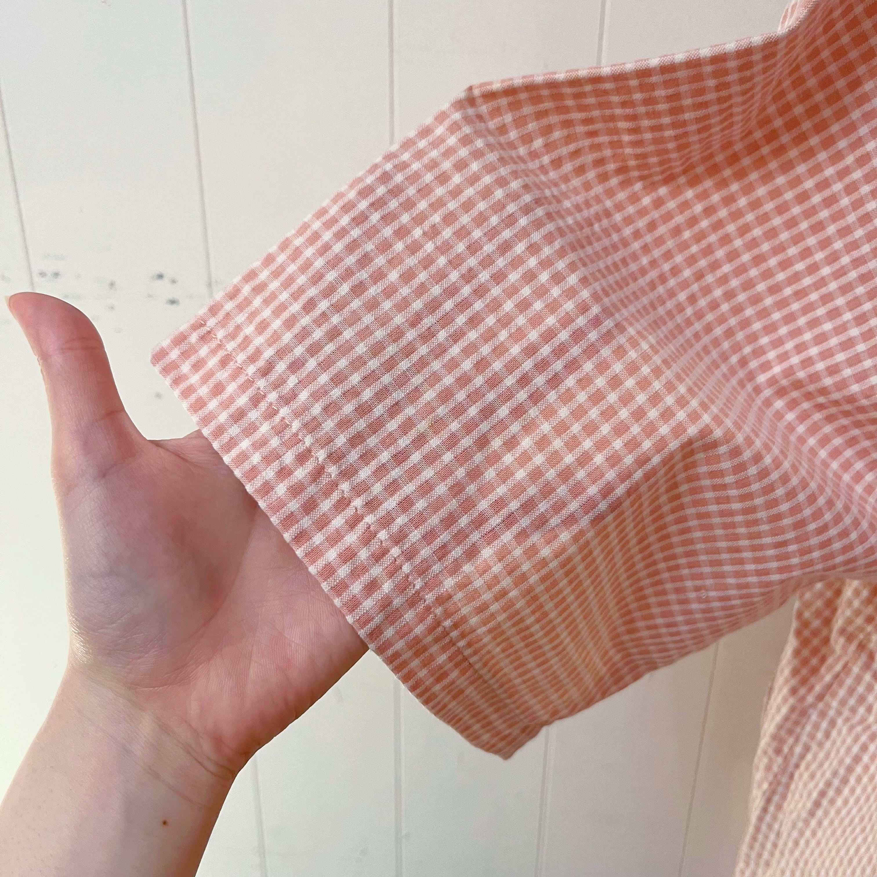 orange gingham check flower one-piece