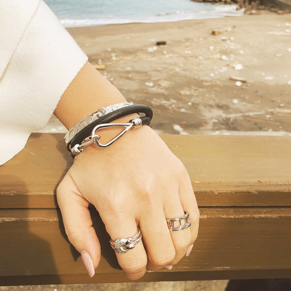 ハワイアンジュエリー バングル ウェーブ スクロール 波 シルバー