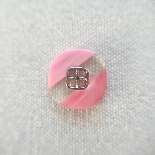 『7個セット』スクエア 2カラーサイドピンク×クリア 4穴 18.5㎜