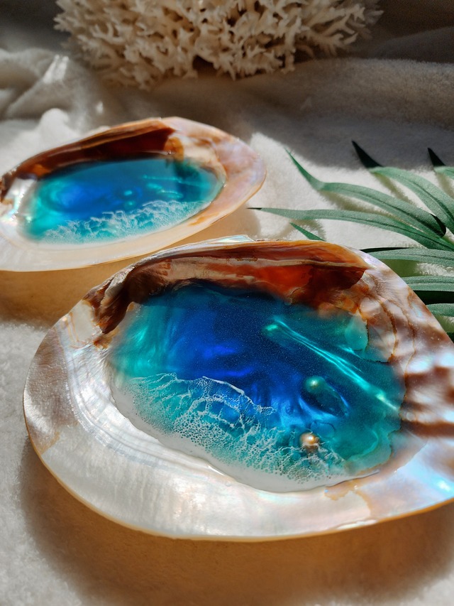 219.オーシャンレジンアート 貝トレー