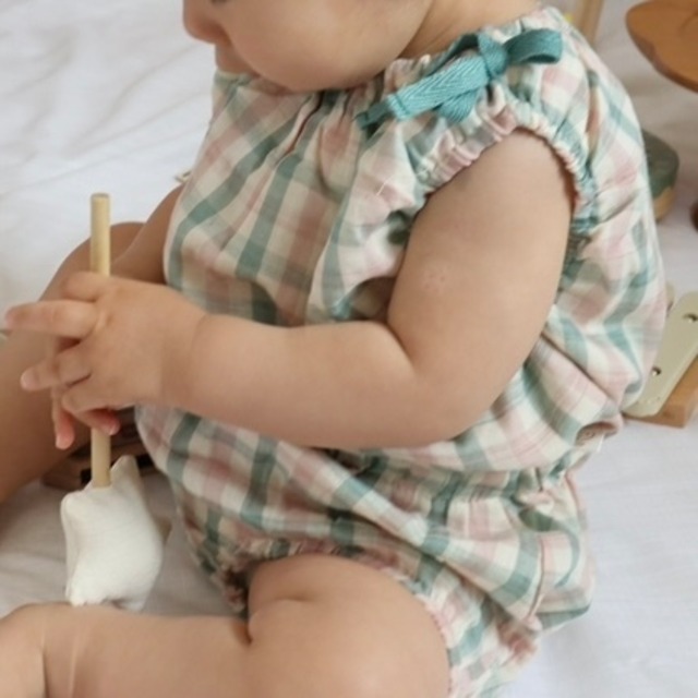 【取寄】くすみチェックが可愛すぎるリボン付きノースリーブセットアップ