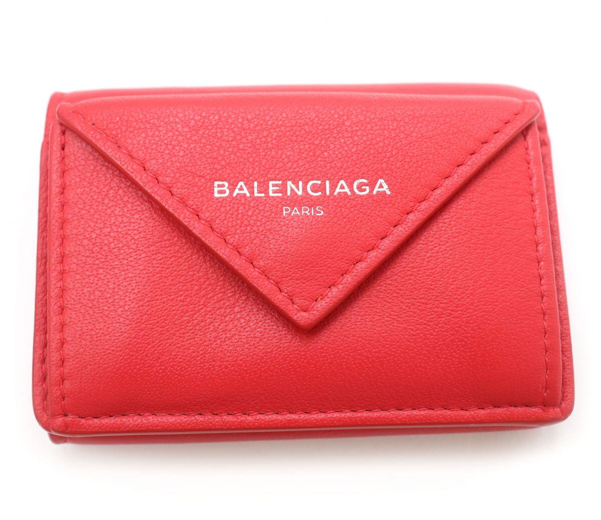 BALENCIAGA レッド 三つ折り財布 保存袋付き