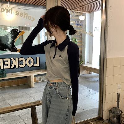2024秋 長袖 Tシャツ ショート丈 カットソー トップス 2024秋 長袖 Tシャツ ショート丈 カットソー トップス