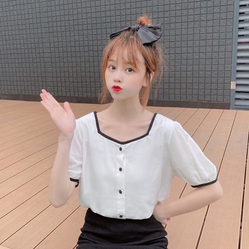 ✞ カラーシャツブラウス スウィート スクウェア ✞ゴスロリ SM ミリ 甘ロリ クラロリ 和ロリ エレガント 黒ロリ 姫ロリ 華ロリ BB-BB9048893