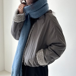 collarless boa coat　J00273