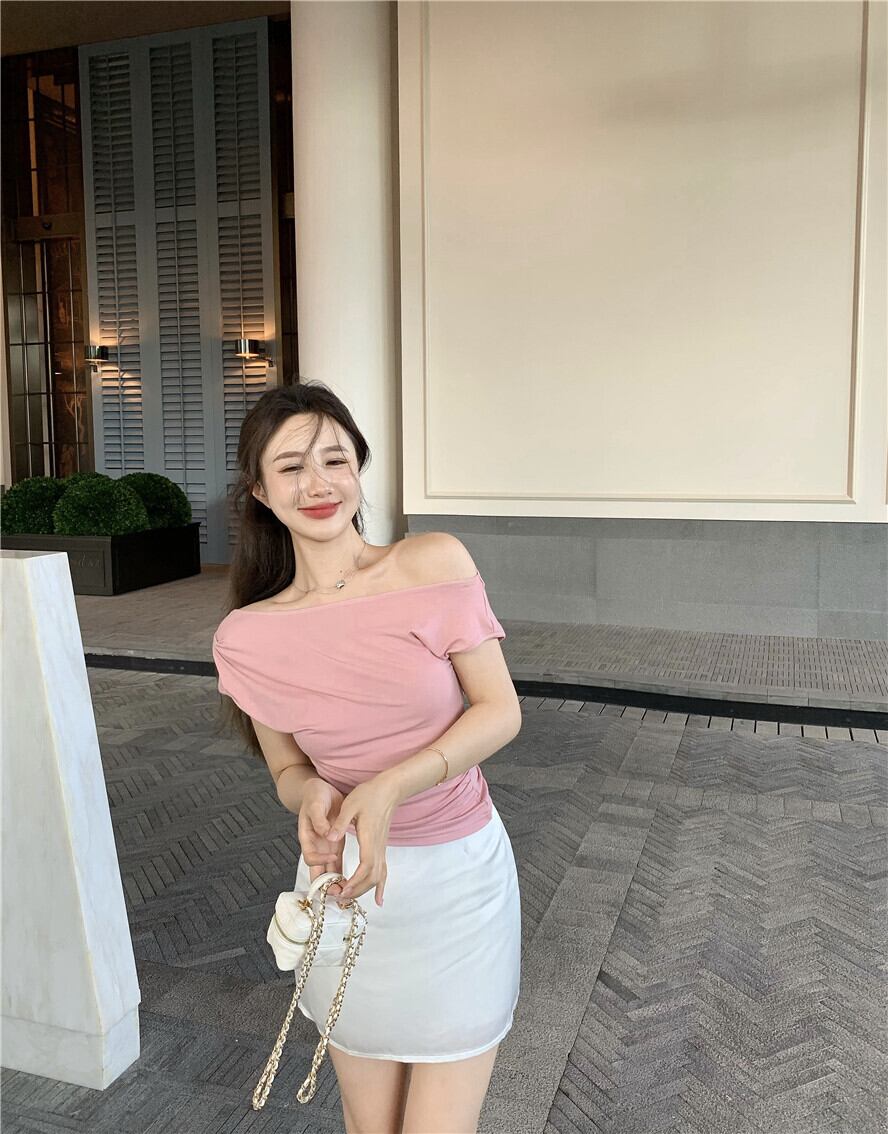 Tシャツ サマートップス ピンク 夏物 ブラックストロベリース81088211269