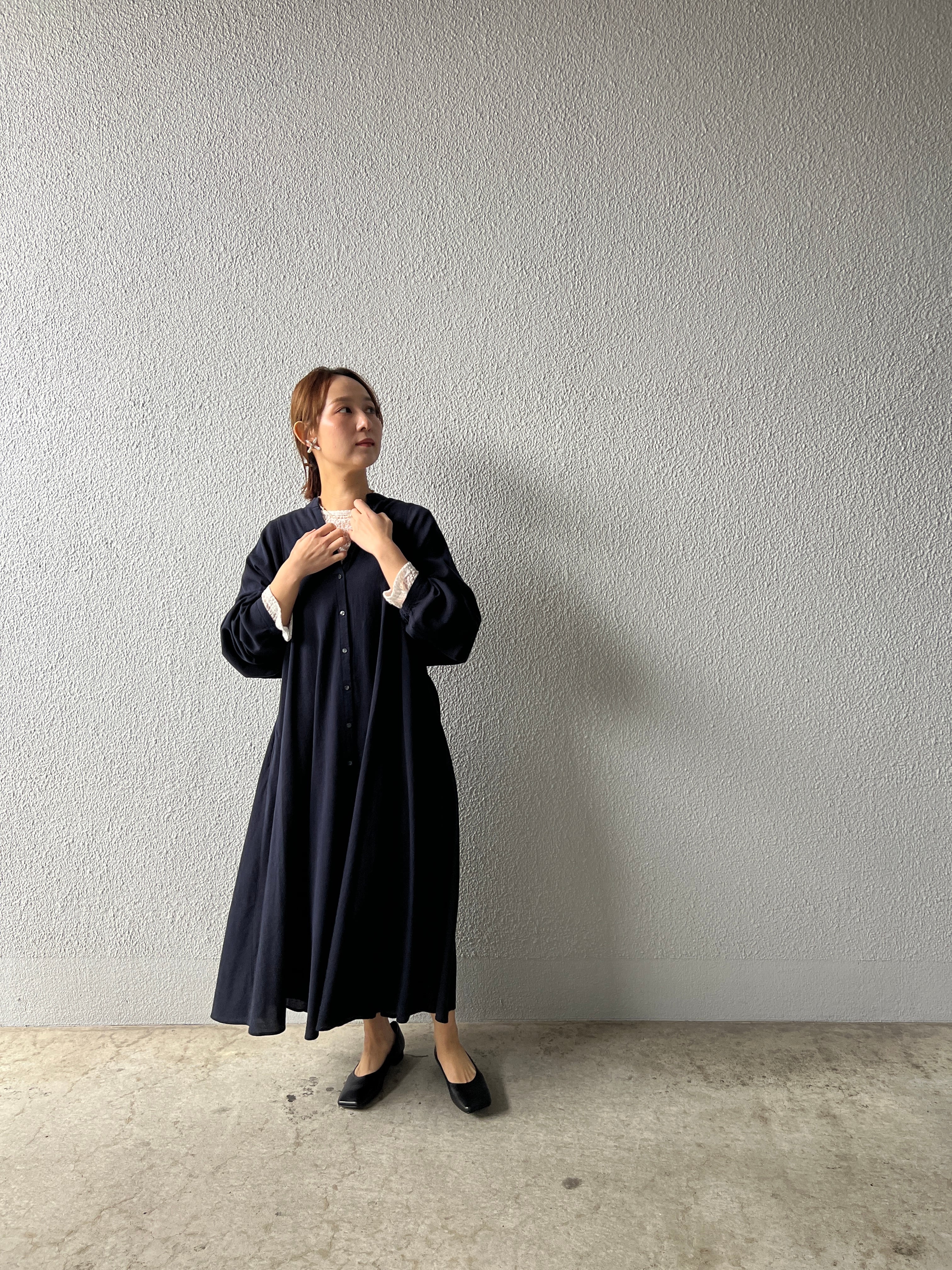 【PASSIONE】高島ちぢみ長袖ワンピース 616101