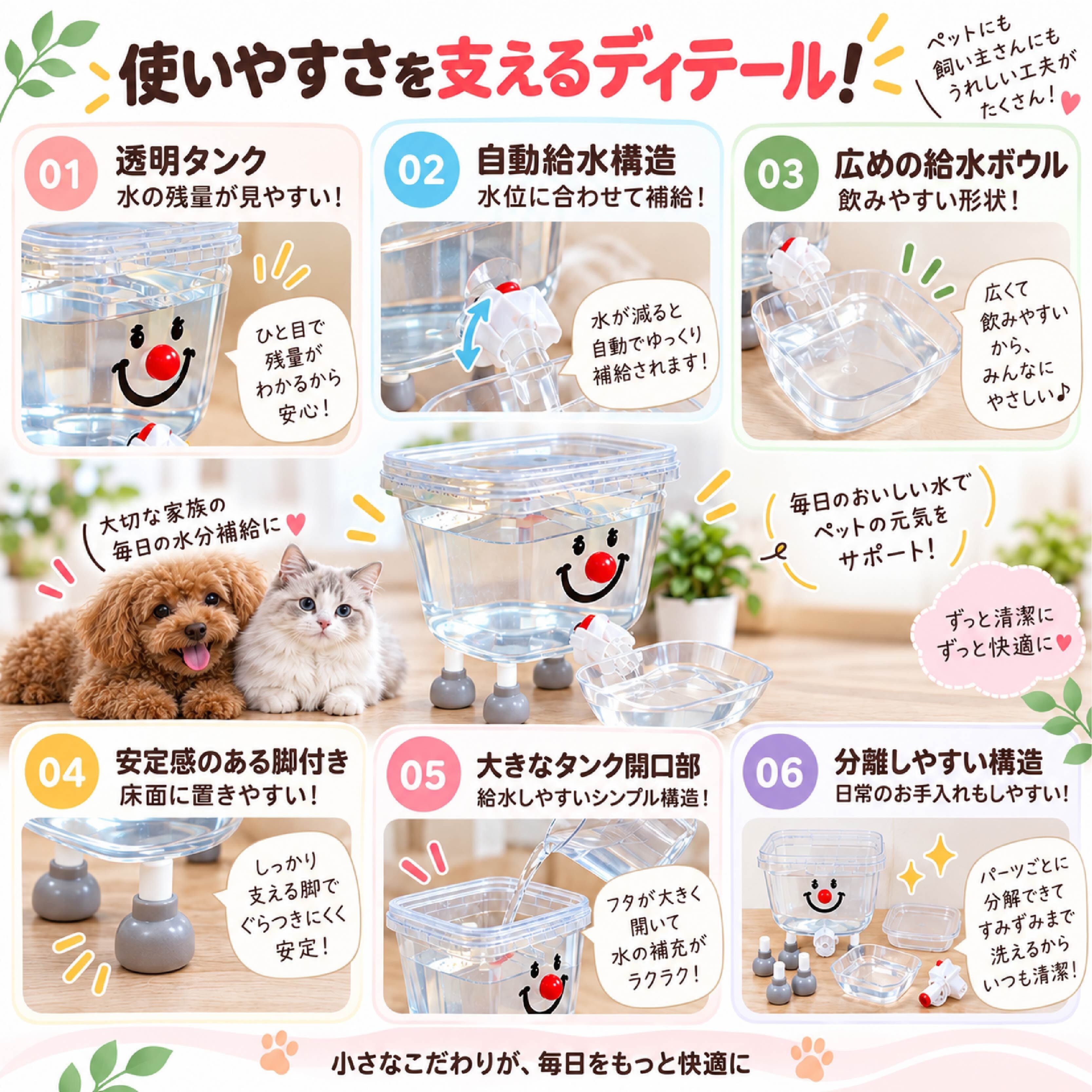 HY 966 . ペット用自動給水器 犬 猫 給水ボウル 重力式 水飲み器 電源