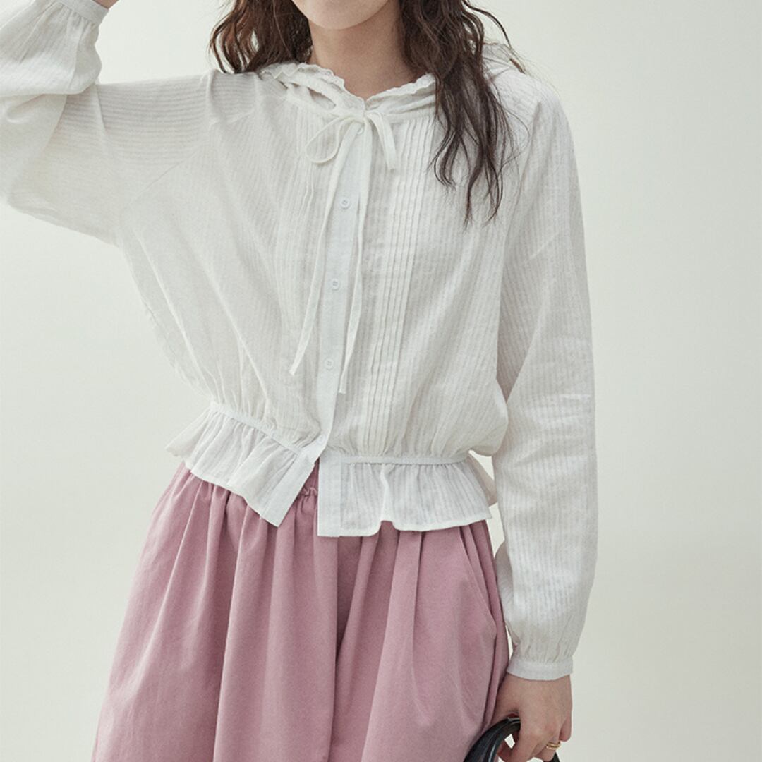 girly lace up hooded shirt