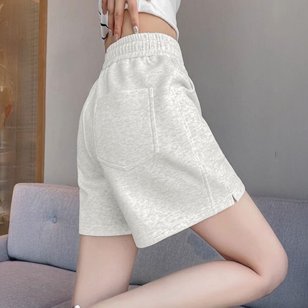 スウェット ショートパンツ レディース 韓国 春夏秋 ルームウェア スポーツ 大人 カジュアル ゆったり おしゃれ ジム ダンス 体型カバー ハイウエスト リラックス ウエストゴム 大人可愛い 大人女子