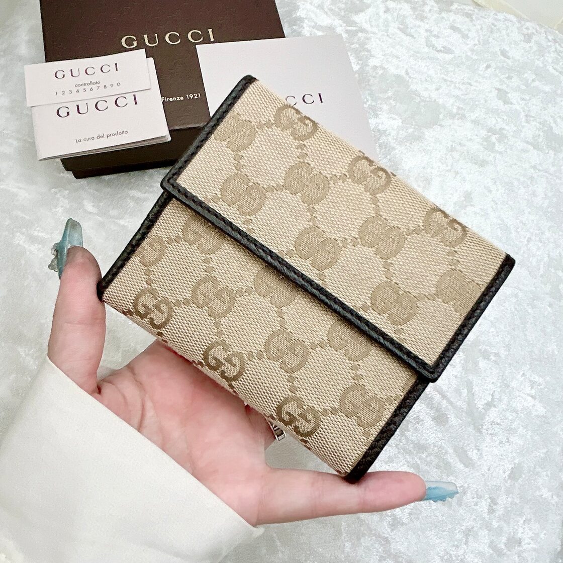 グッチ 財布 二つ折り GGキャンバス バンブー 【新品未使用✱付属品 