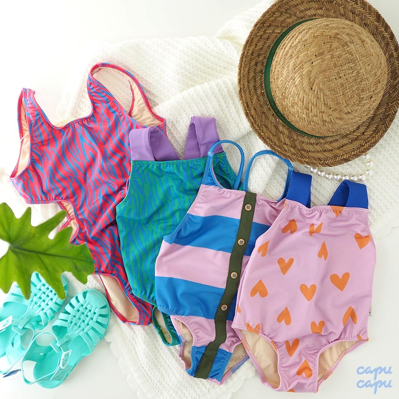 即納» Piupiuchick swimsuit Lavender & Blue Stripe | 子供服