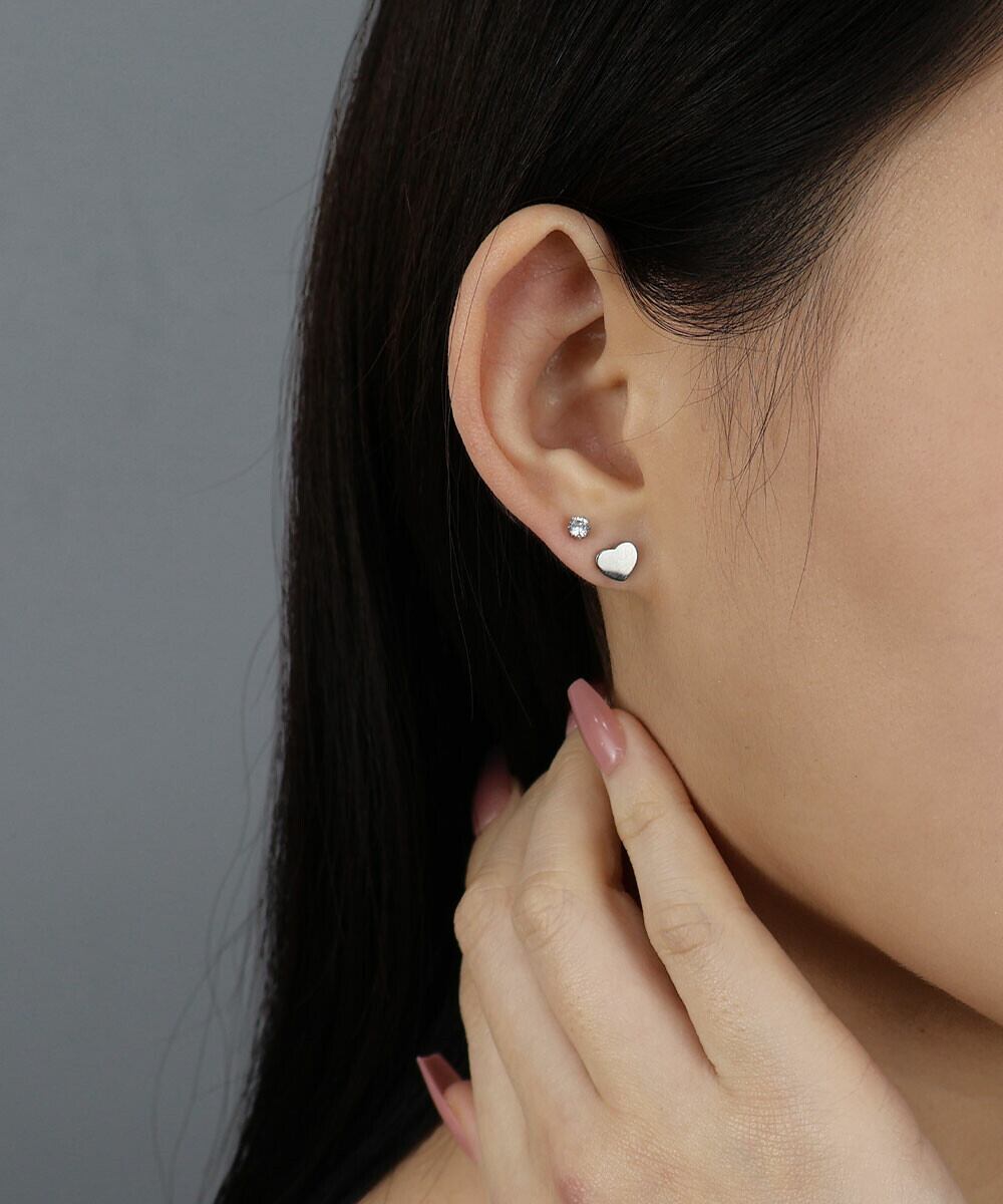 【SELECT】サージカルステンレス 316L キュービック ジルコニア ハート ピアスセット  金属アレルギー対応