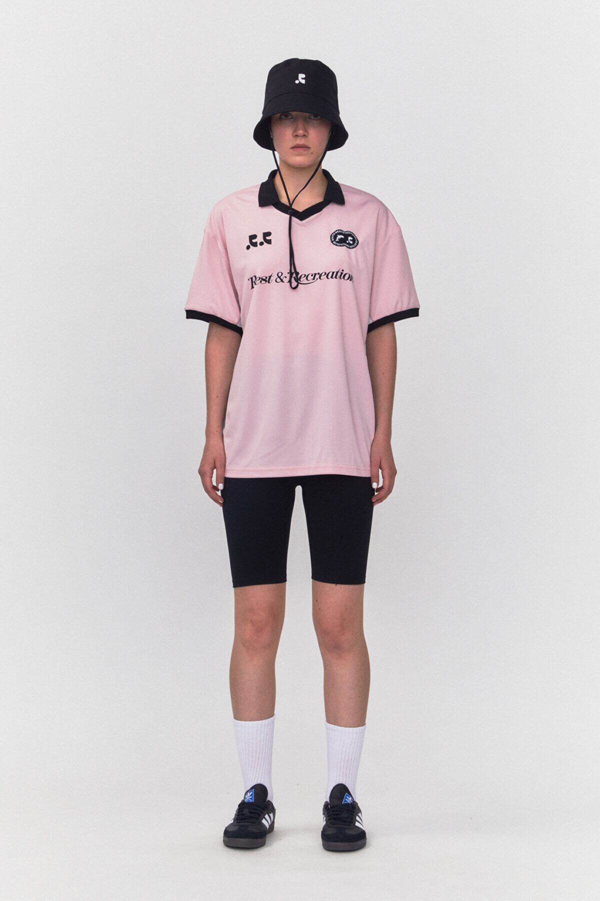 ★韓国人気★Rest & Recreation★RR KNIT BOLERO rest & recreation] RR COLLAR JERSEY TOP - PINK 正規韓国ブランド