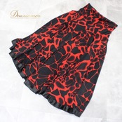 社交ダンス 衣装 スタンダード スカート レッスンウェア Create-Sun クリエイトサン 黒 レッド系 ブラック系 赤 練習着 バイカラー ダンスウェア フレアスカート ポリエステル ストレッチ ウエストゴム おしゃれ 着心地良い 練習用 しなやか スタイリッシュ パフォーマンス コスチューム レディース スカート丈 84cm Mサイズ ブラックレッド ダンスレッスン 衣装選び イベント 講習会 スタンダード競技