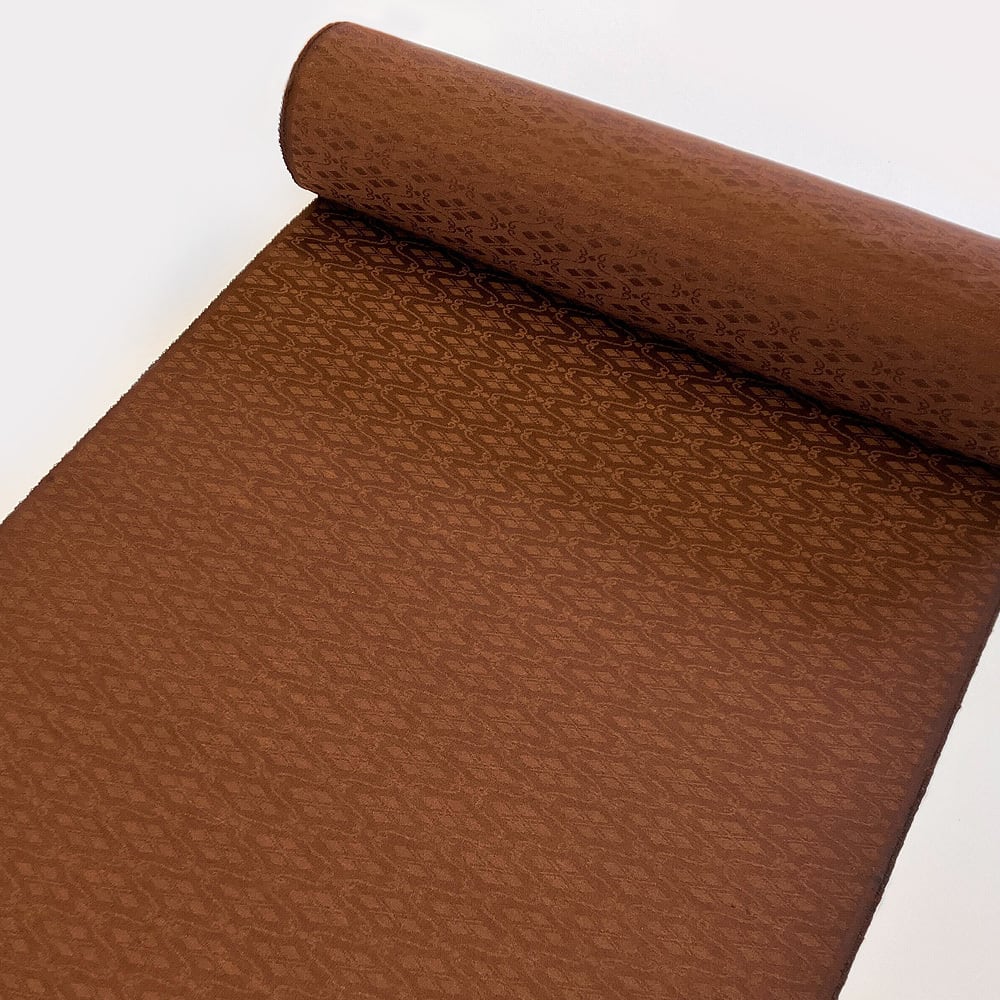 【1点限り】正絹反物(蕨割菱紋様/栗色)