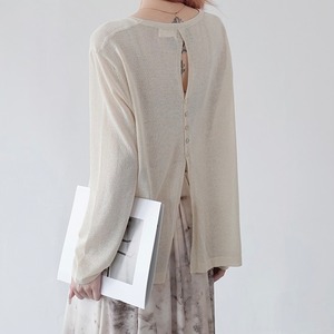 sheer back design crew neck cut sew N20419