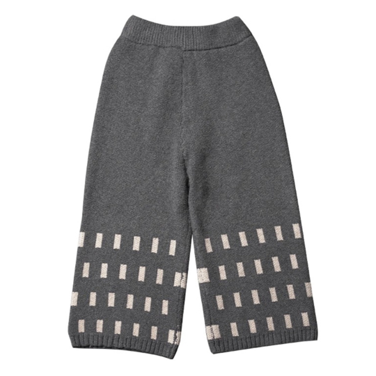 グレーの遊び心グリッド・アートパンツ 《i0835》
