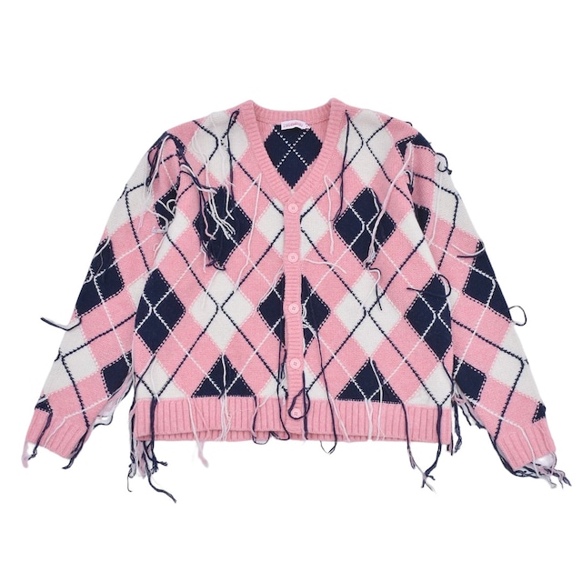 【CHARLES JEFFREY LOVERBOY】GUDDLE ARGYLE CARDI(PINK)