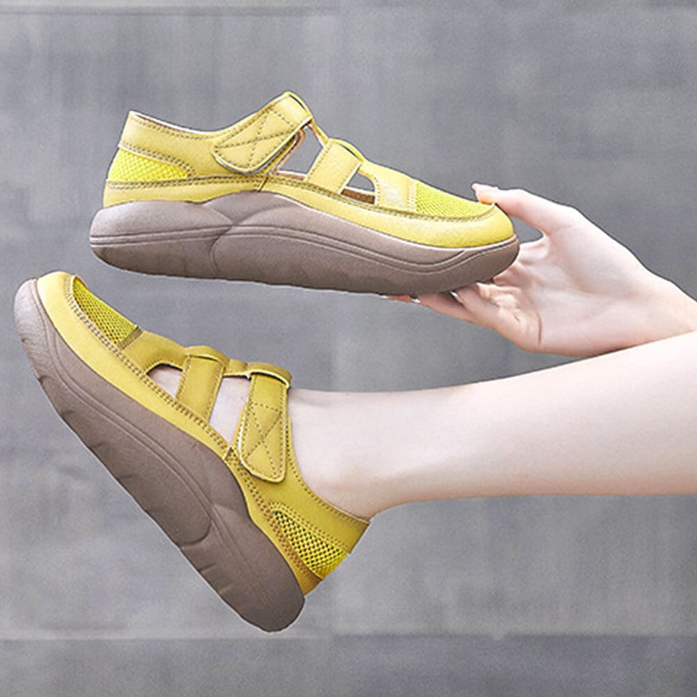 メッシュ スニーカー レディース 韓国 厚底 シューズ 通気性 春夏 蒸れない 歩きやすい マジックテープ 運動 スポーツ アウトドア 大人可愛い 大人女子