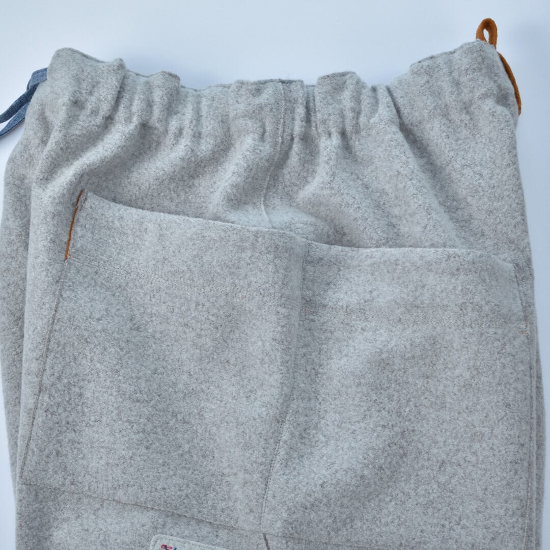 快晴堂 カイセイドウ Girl'sリングウール・斜めポケットワイドパンツ・アッシュグレイ