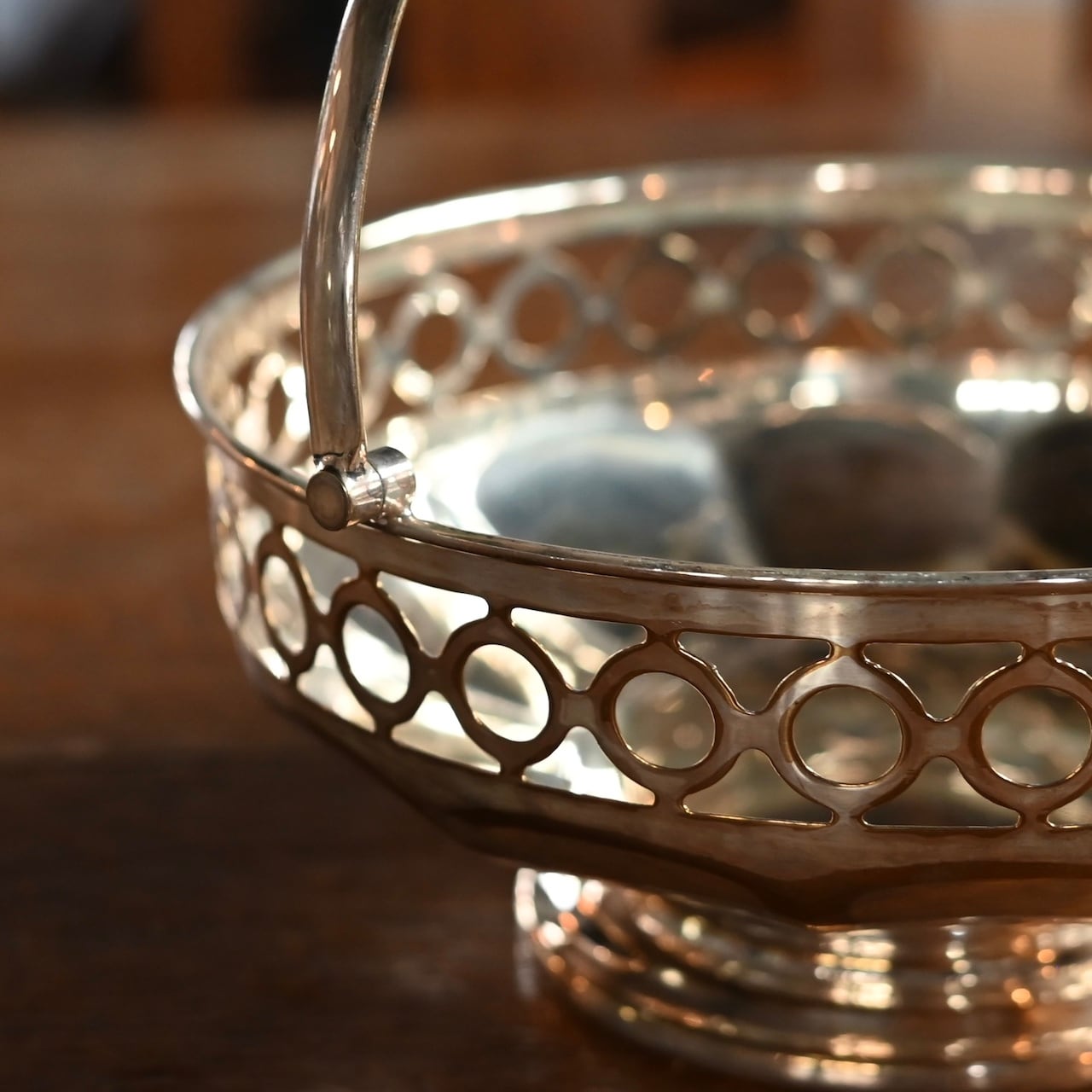 イギリスアンティークトレーバスケット アンティークシルバーブレッドバスケット オールド