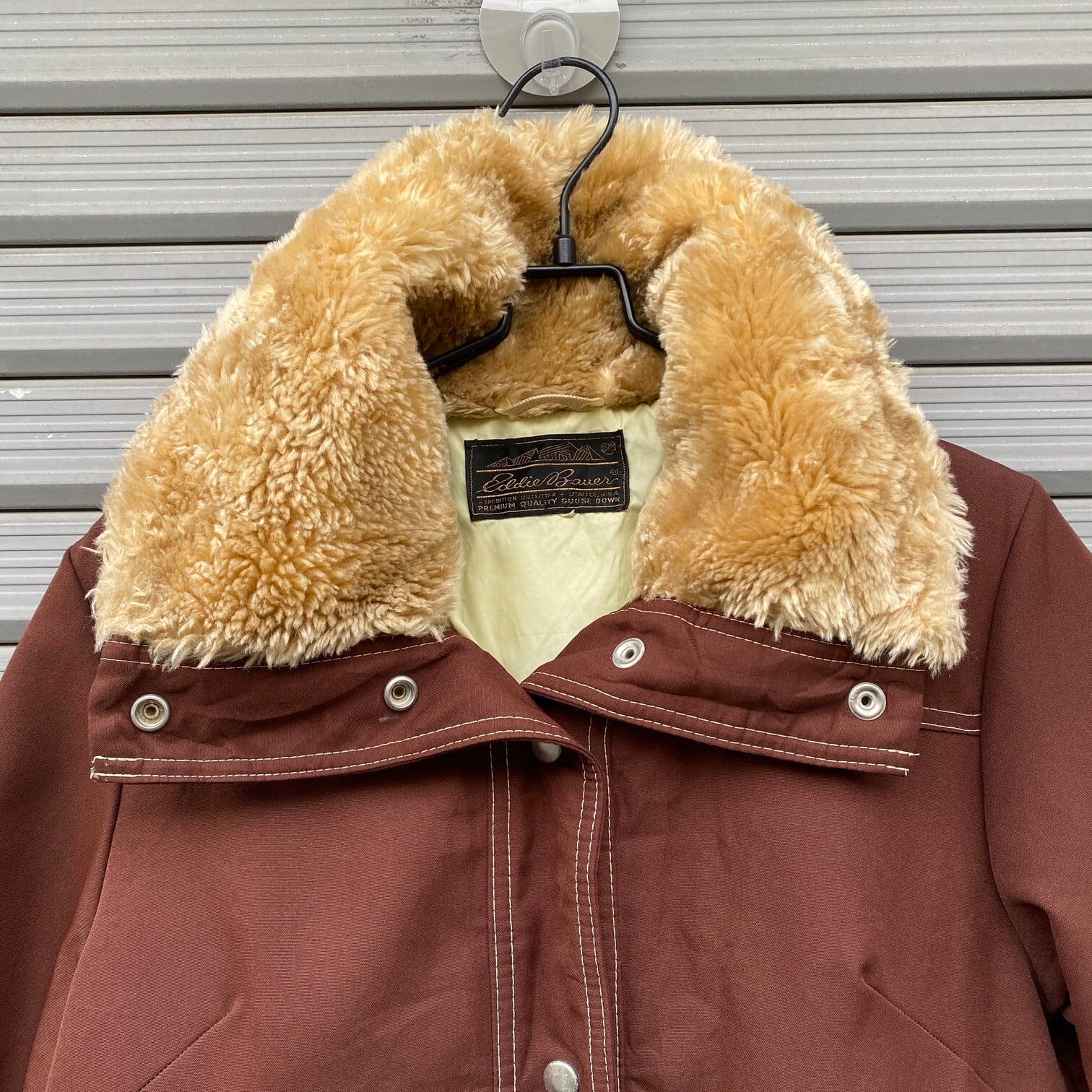 70年代 Eddie Bauer エディーバウアー 黒タグ グースダウンコート レディースM相当 古着 70s ヴィンテージ ビンテージ ボア襟  Aラインコート ブラウン 茶色 【アウトドアジャケット】【CS2301-20】【AN20】 | cave 古着屋【公式】古着通販サイト