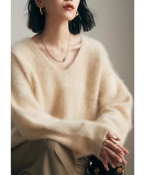 ベルベットタッチ◆ V ネックセーター【t-10758】