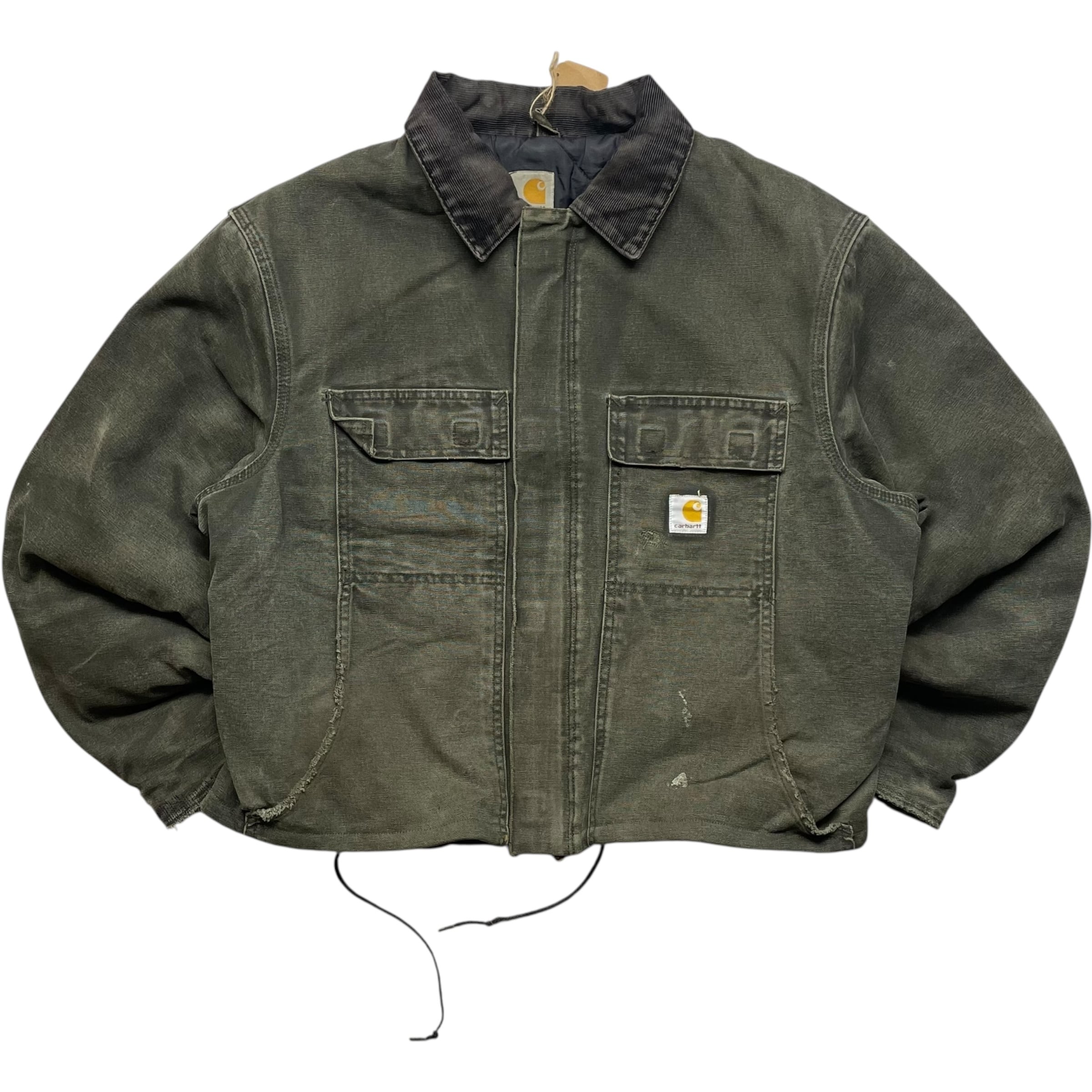 《L》Carhartt カーハート トラディショナルジャケット ダックジャケット 短丈 ドローコード 裏キル モスグリーン no.9228