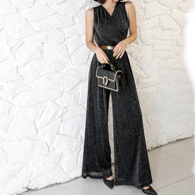 Loose Wide Leg Pants High Waist Draped Jumpsuit（3color）　　V903