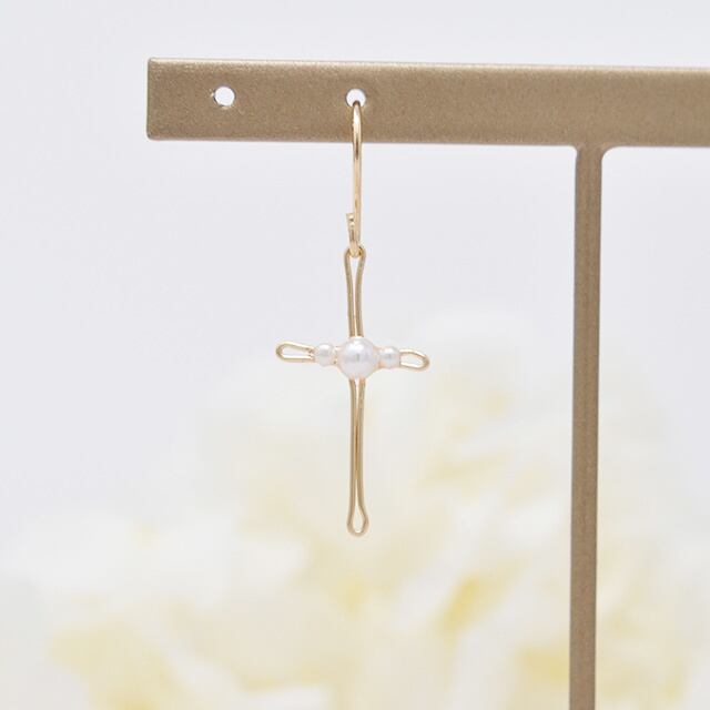 [k14gf]ゴールドクロスピアス