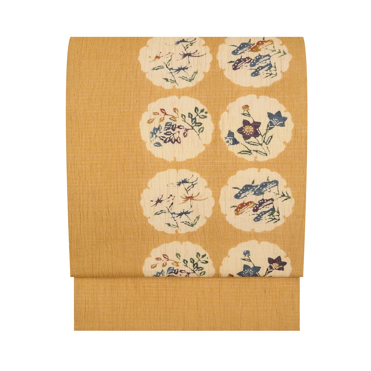 桐山紫香 オモダカに魚の模様 手描 麻名古屋帯【中古】 | かわの屋