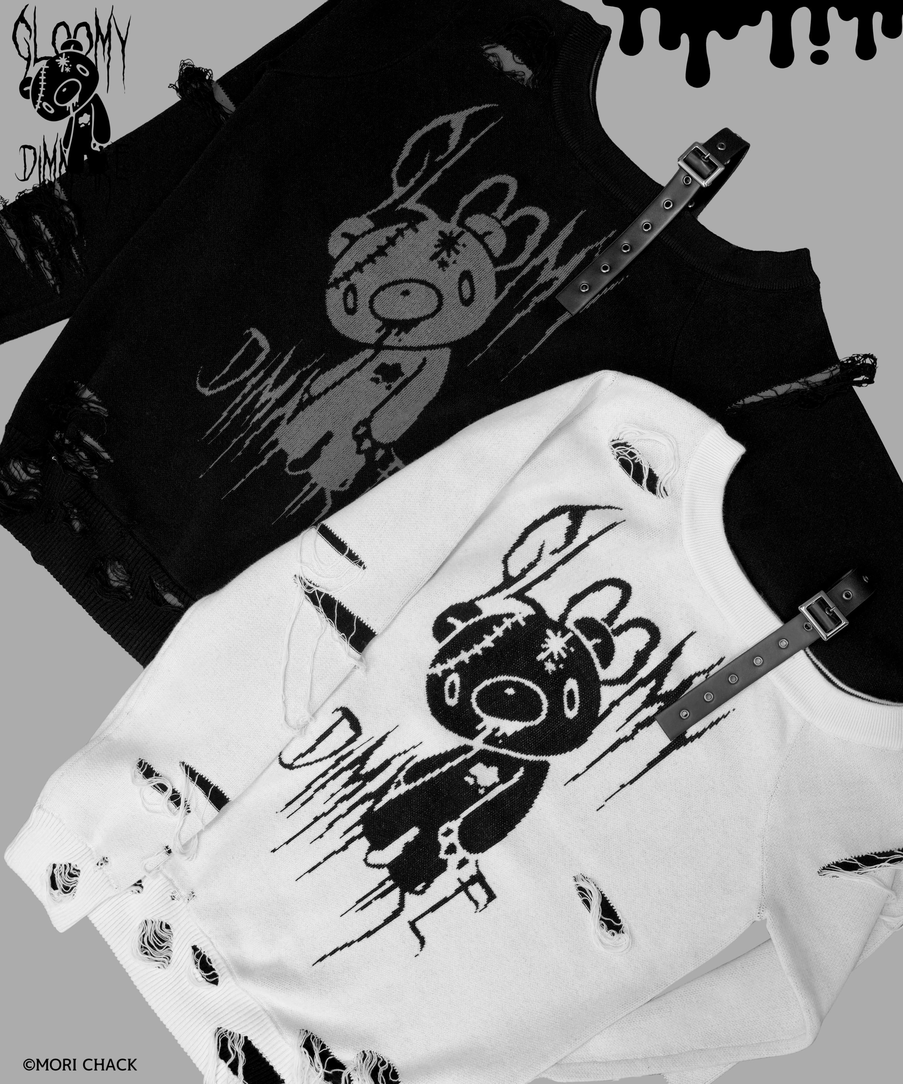 受注予約商品】【GLOOMY×DimMoire】グルーミーいたずらニット【White