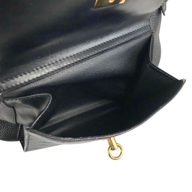 CELINE セリーヌ ショルダーバッグ ブラック ガンチーニ レザー 巾着 フロントポケット vintage ヴィンテージ オールド 3gt2jh
