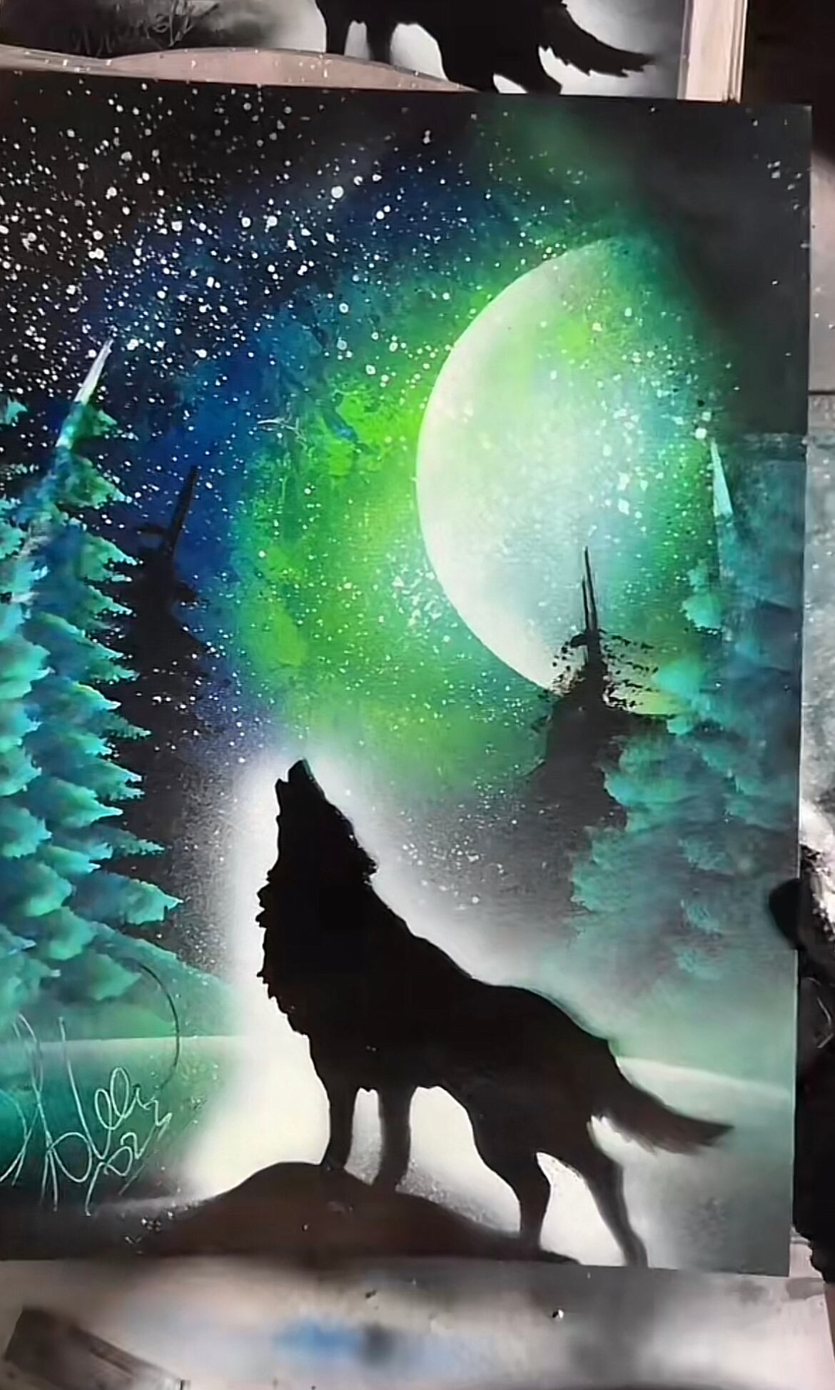 728万再生されてる原画の絵」【原画 F6 キャンバス】 | スプレーアート