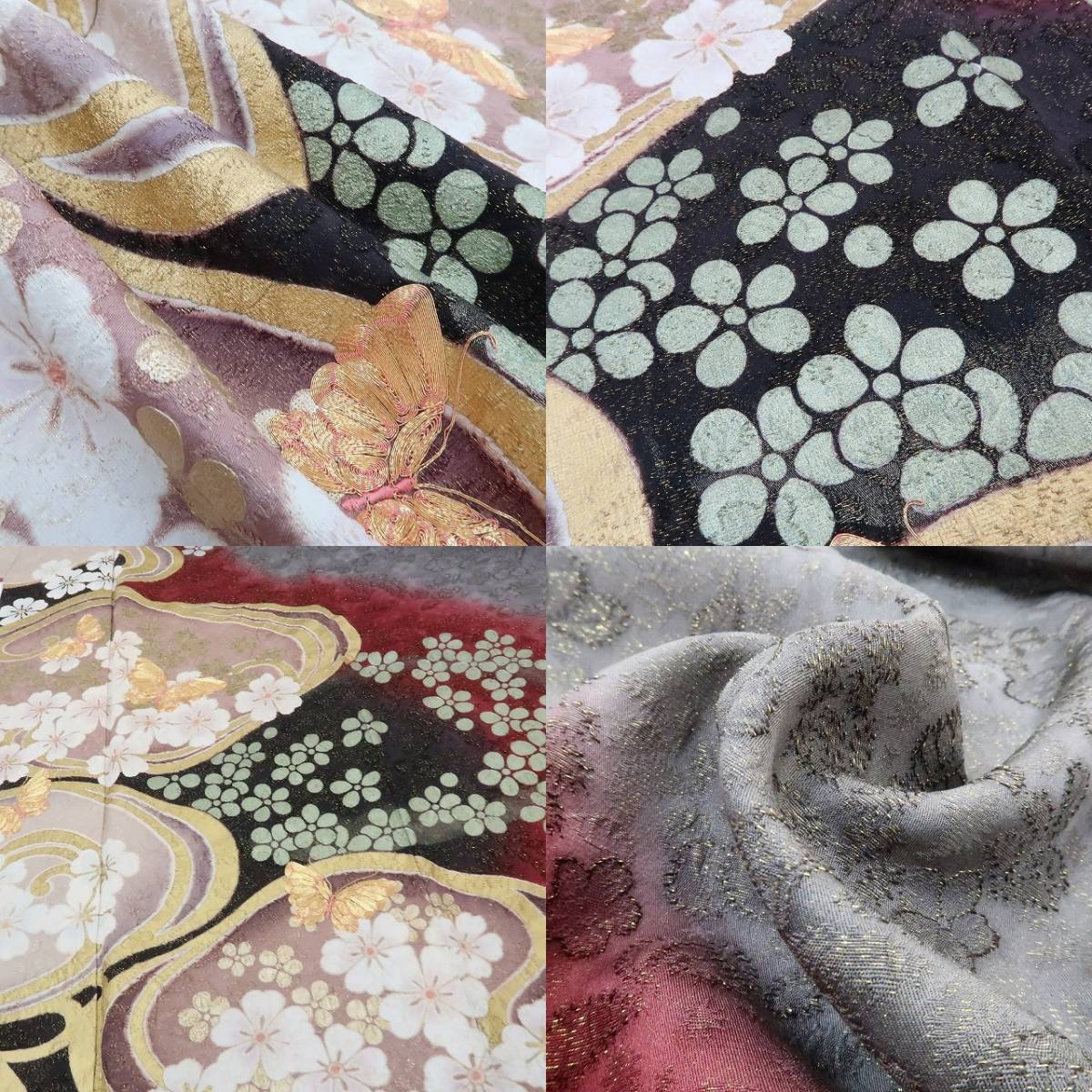 美品 ３点セット 金駒刺繍 金通し 着物 成人式 正絹“輝きで魅せる ...